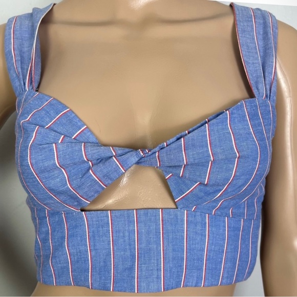 NEW MAJORELLE REVOLVE BLUE STRIPED CROP TOP - Picture 3 of 8